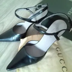 GUCCI Vintage Black high heels Italy 7 Cのサムネイル