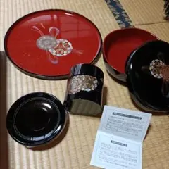 KANSAI　お盆、菓子器、茶筒、茶托セット