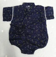 トンボ柄 ネイビー　ベビー甚平 70
