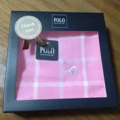 POLO　ハンカチ　箱あり　ピンク　チェック