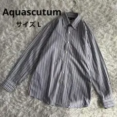 アクアスキュータム Aquascutum 長袖シャツ　ストライプ　ボタンダウン