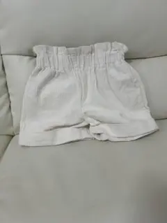 130cm ホワイトリブ編みハーフパンツ