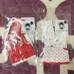 WEGO　ぬい服　ヘッドドレス　ワンピース　20cm　赤・白・水玉　2点セット