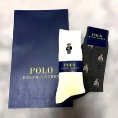 新品ギフト袋付　Polo Ralph Lauren ベア刺繍靴下　2足セット