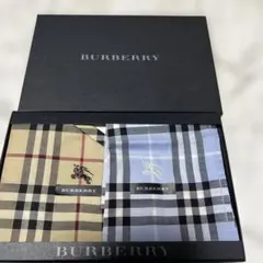 BURBERRY ハンカチ 2枚セット 青系べんチェック柄