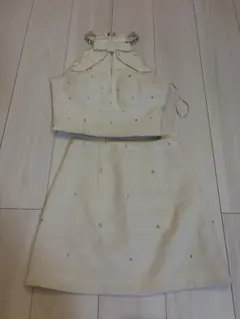 ROBE de FLEURS リボンセットアップミニドレス s アイボリー