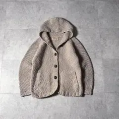 90s vintage フーデッド ニットカーディガン カジュアル レトロ古着