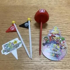 マリオ ピックセット➕スーパーマリオワールド5周年記念品ステッカー