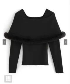 ファー付きケープ風ニットトップス[an1344]