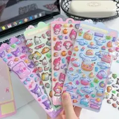 【海外製品】サンリオ ボンボンドロップ風シール ぷくぷくシール 4枚セット