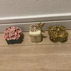 花デザインの小物入れ 3点セット
