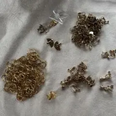 ゴールドカラー イヤリング金具セット ネジバネ式 パーツまとめ売り#23