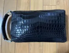 オーダー品 和装 高級 クロコダイル セカンドバック クラッチバッグ 黒ブラック