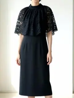 ドリードール フェザーフラワーコクーンドレス ブラック M-Short 結婚