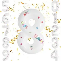誕生日 数字バルーン 8 バースデーバルーン ホワイト 40インチ
