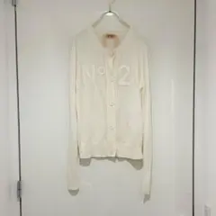 N°21 カーディガン　ホワイト　ロゴ　白　アイボリー