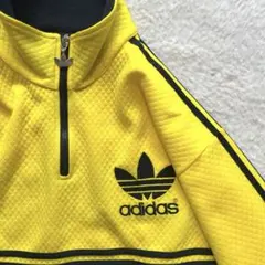 adidas アディダス　トラックジャケット　バイカラー　刺繍ロゴ　ハーフジップ