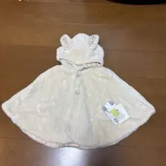 branshes フリースポンチョ クリーム色 うさぎ　フード付き