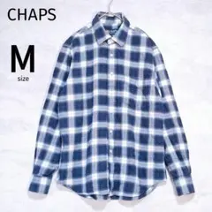 【チャップス】 チェックネルシャツ M ワンポイント刺繍 ネイビー