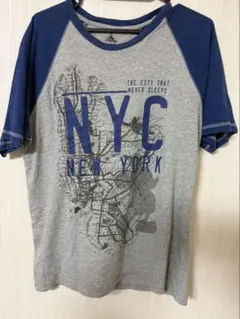 Disney NYC ラグランTシャツ グレー ネイビー