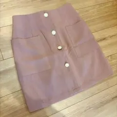 archives ミニスカート ピンク ビジューボタン