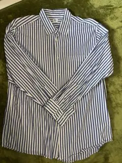 UNIQLO 長袖シャツ XL 青と白のストライプ