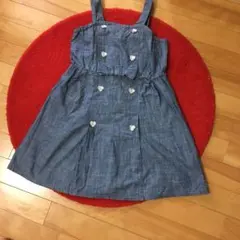 美品　デニム　ワンピース140 リボン