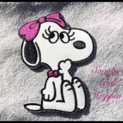 新作　レア おすわり　ピンクリボン　ベルちゃん　スヌーピー　ワッペン　ユニバ