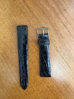 未使用に近い　ブラックレザーベルト クロコダイル風　18mm