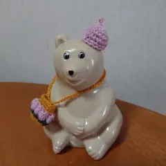 しろくま貯金箱 着せ替え ベレー帽 バッグ 2点セット 240308