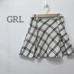【グレイル】ツイードスカート フレアミニスカート チェック柄 キュロット M