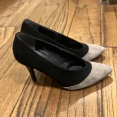 スエード ポインテッドトゥ ハイヒール ブラック・グレー