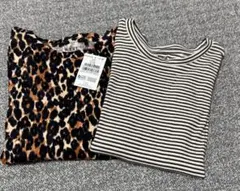 NEXT ヒョウ柄・ストライプ 長袖カットソー2枚セット