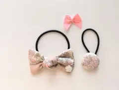 【リバティ】バイカラー.リボンヘアゴム