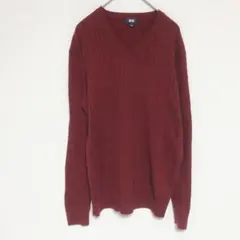 ユニクロ（L）コットンカシミア　リブVネック　セーター/綿カシミア混