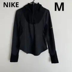 NIKE 黒 ランニングトップス ミッドレイヤー パーカー M メッシュ ニット
