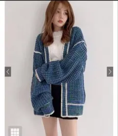 ボリュームスリーブミックスニットカーディガン[kz133]