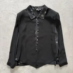 00's vintage 花柄切替 シフォンブラウス ビジネス フォーマル 古着のサムネイル