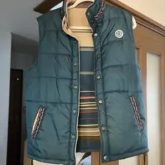 ダウンベスト ストライプデザイン 青