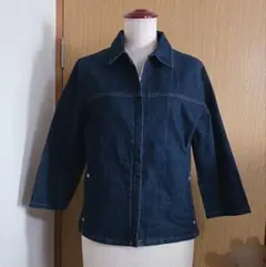 【美品】ダークブルー ストレッチ デニムジャケット　M Size