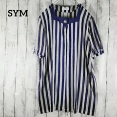 SYM(M)シアーブラウス ストライプ シャツ トップス スリット 羽織りのサムネイル