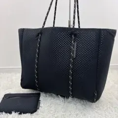 STATE OF ESCAPE メッシュトートバッグ 黒 ポーチ付 肩掛け 通勤