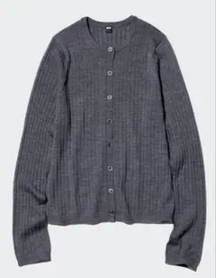 ユニクロ　メリノリブクルーネック　カーディガン