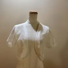 ホワイト レース編み 半袖カーディガン