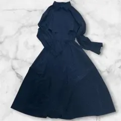 【美品】IENA イエナ ドットサッシュワンピース ネイビー 24AW フリー