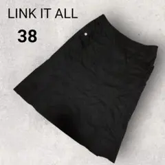リンクイットオール 台形スカート 38 黒 ミニ丈 シンプル 裏地 サイドジップ