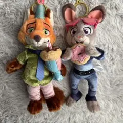 ズートピア10周年　ニック　ジュディ　ぬいぐるみキーホルダー　キーチェーン