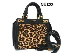 極美品 ゲス ハラコ×レザー レオパード 豹柄 2WAY ショルダ ハンドバッグ