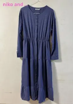 ネイビー 長袖 シャツワンピース niko and ...