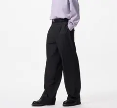 UNIQLO ユニクロ タックワイドパンツ 丈長め ブラック Mサイズ